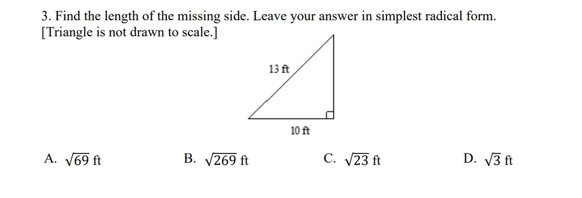 Answered: 3. Find the length of the missing side.… | bartleby