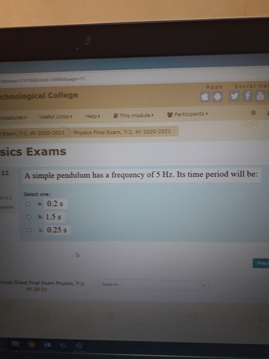 Answered A Simple Pendulum Has A Frequency Of 5 Bartleby