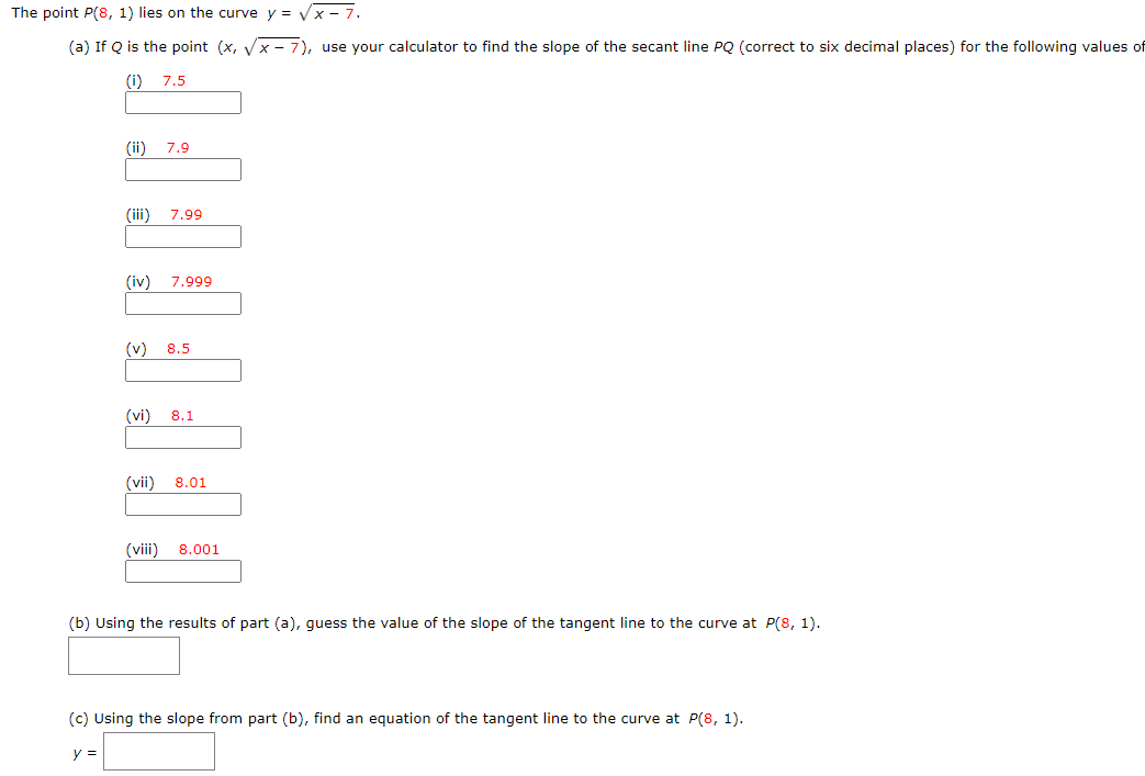 Answered The Point P 8 1 Lies On The Curve Y Bartleby