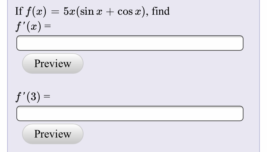 Answered If F X 5x Sin X Cos Ae Find F X Bartleby