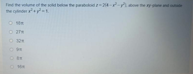 Answered Find The Volume Of The Solid Below The Bartleby