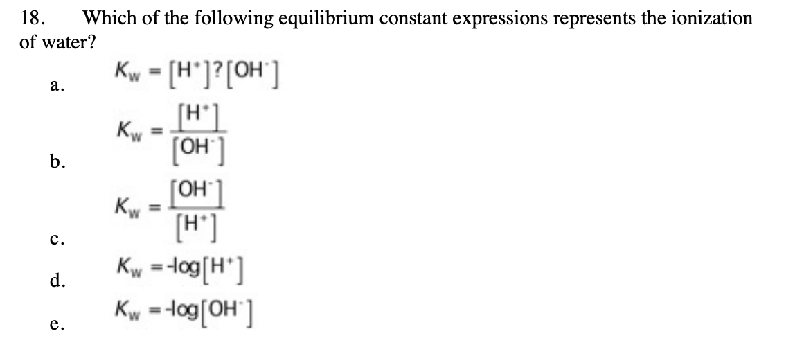 Answered 18 Which Of The Following Equilibrium Bartleby