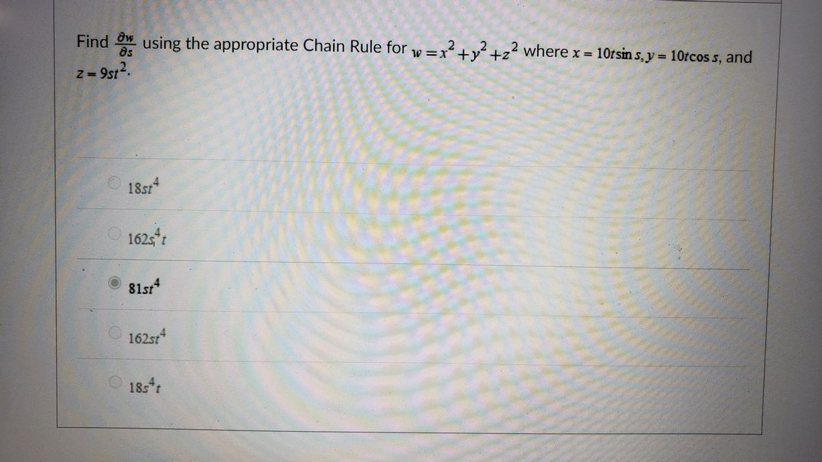 Answered Find W Using The Appropriate Chain Rule Bartleby