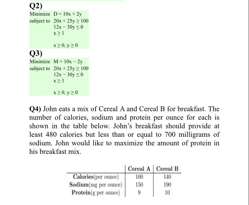 Answered Minimize D 10x 2y Subject To x Bartleby