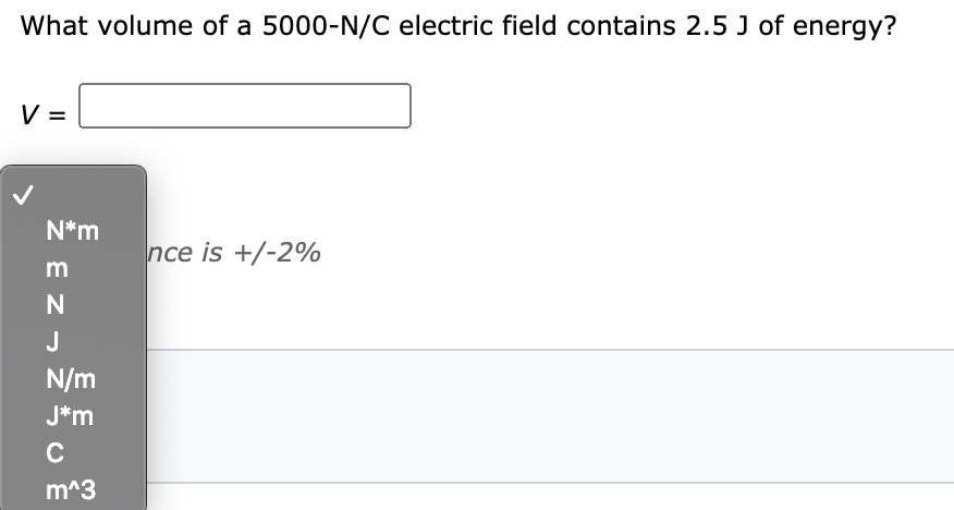 Answered What Volume Of A 5000 N C Electric Bartleby