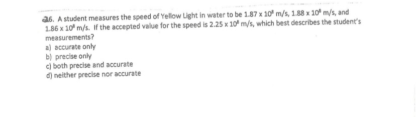 Answered 26 A Student Measures The Speed Of Bartleby