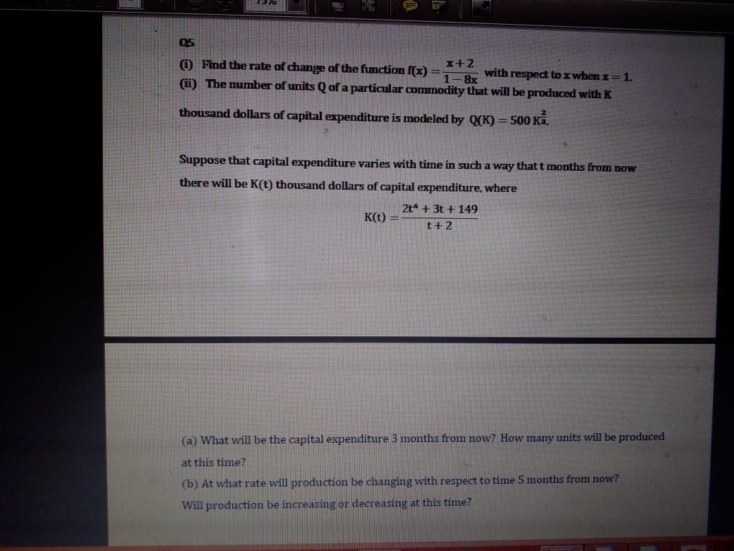 Answered 05 O Find The Rate Of Change Of The Bartleby