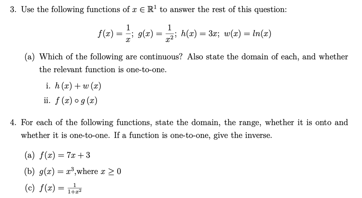 Answered 3 Use The Following Functions Of X E Bartleby