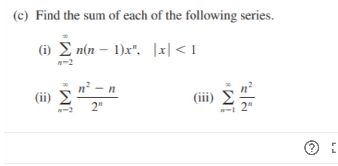 Answered C Find The Sum Of Each Of The Bartleby