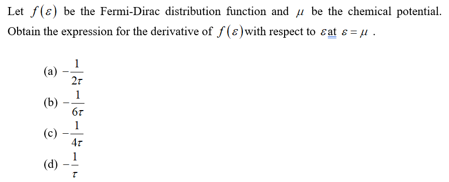 Answered Let F ɛ Be The Fermi Dirac Bartleby