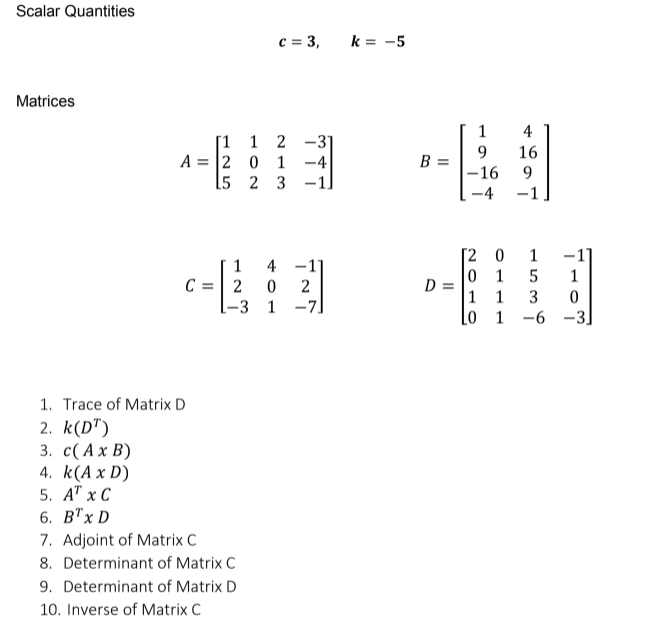 Answered C 3 K 5 Matrices 4 1 1 2 3 A Bartleby