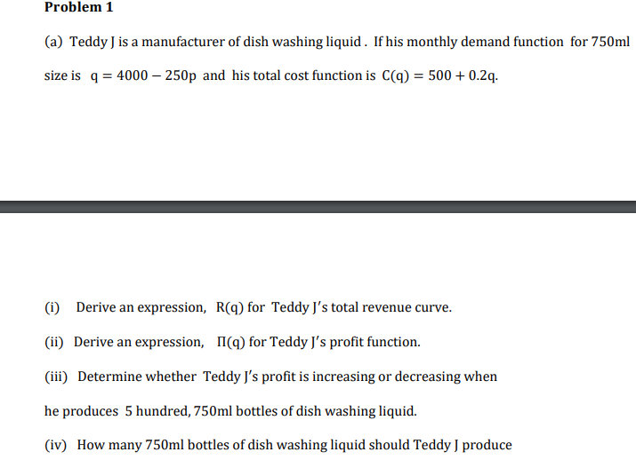 Answered A Teddy J Is A Manufacturer Of Dish Bartleby