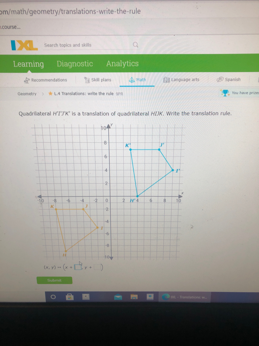 Answered Quadrilateral H I J K Is A Translation Bartleby