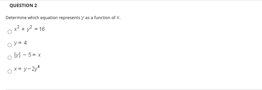 does the equation represent y as a function of x