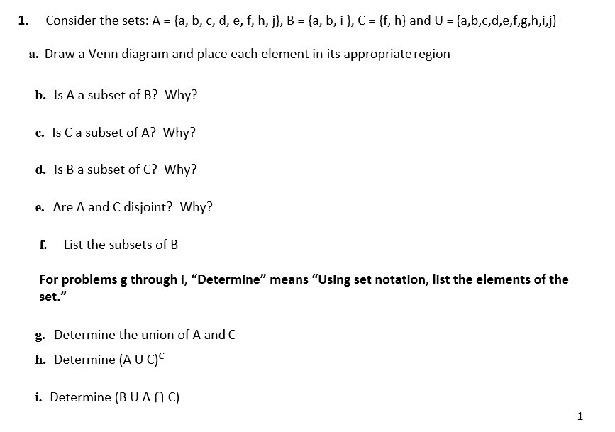 Parole A B C D E F U Answered: Consider the sets: A = {a, b, c, d, e,… | bartleby