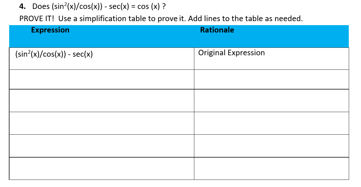 Answered 4 Does Sin X Cos X Sec X Cos Bartleby