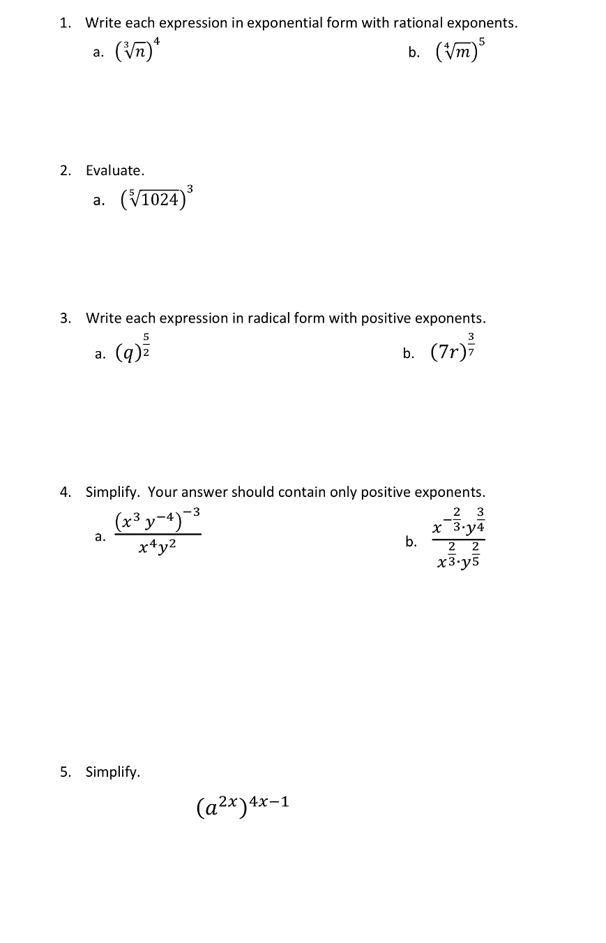 Answered: 1. Write each expression in exponential… | bartleby