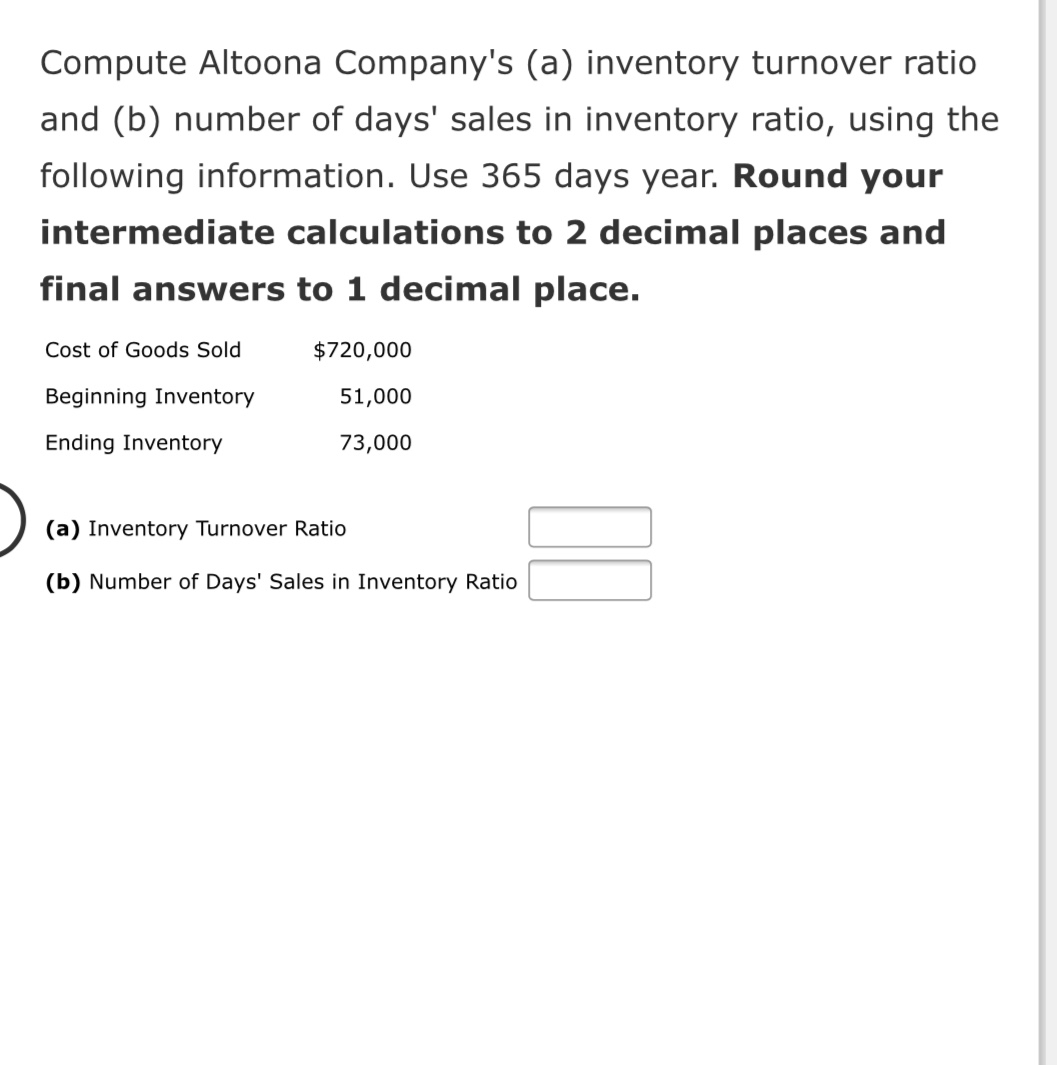 Answered Final Answers To 1 Decimal Place Cost Bartleby