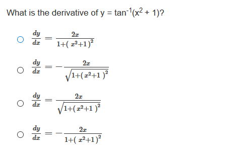 Answered What Is The Derivative Of Y Tan 1 X2 Bartleby