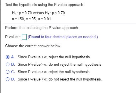 Answered Test The Hypothesis Using The P Value Bartleby