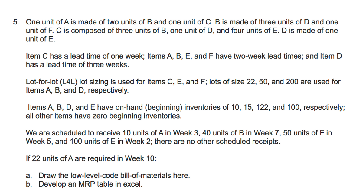 Answered 5 One Unit Of A Is Made Of Two Units Bartleby