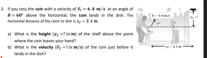 Answered: 3. If you toss the coin with a velocity… | bartleby