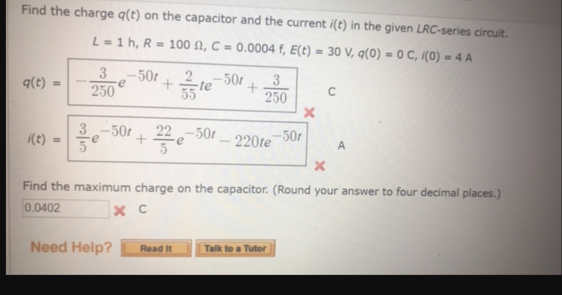 Answered Find The Charge Q T On The Capacitor Bartleby