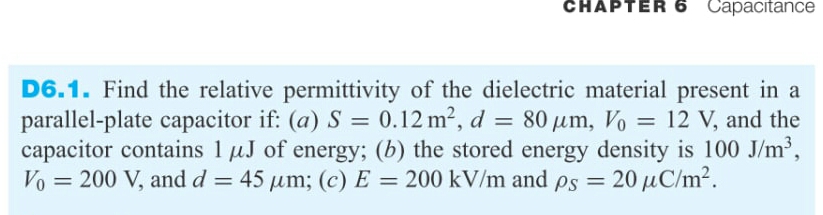 Answered D6 1 Find The Relative Permittivity Of Bartleby