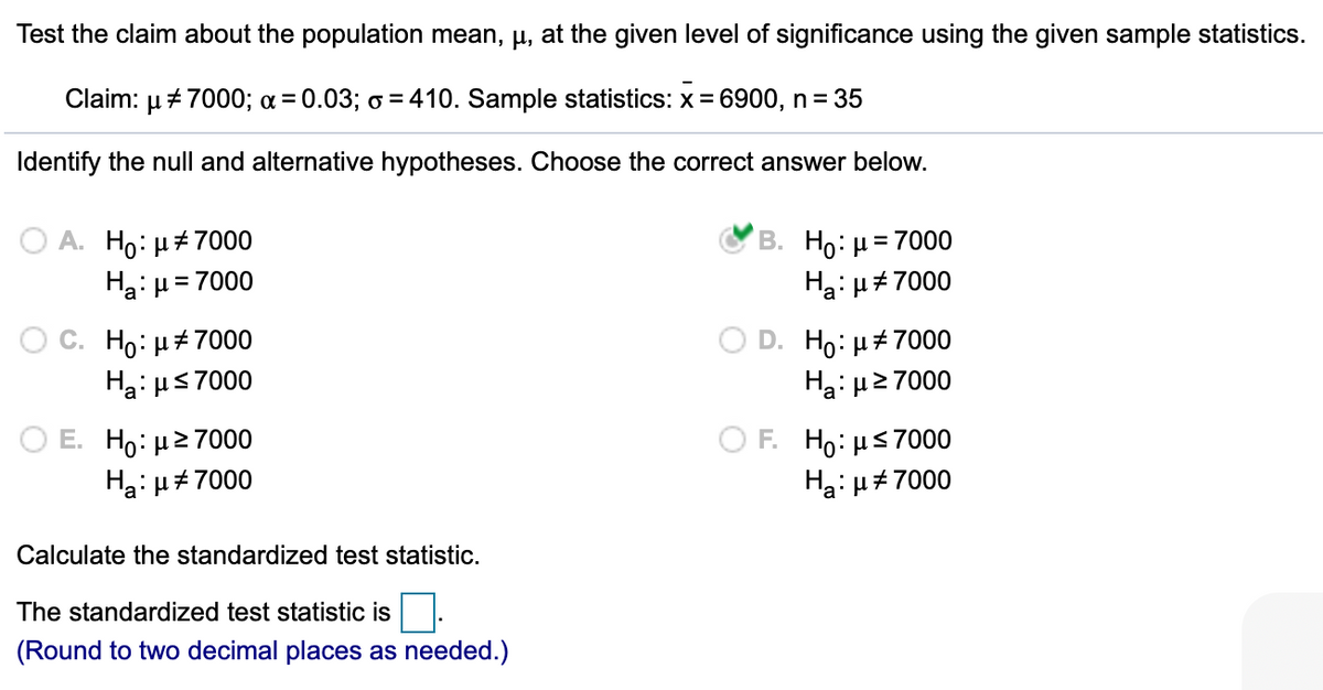 Answered Test The Claim About The Population Bartleby