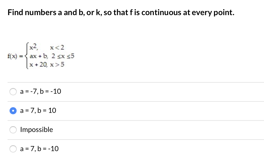 Answered Find Numbers A And B Or K So That F Bartleby