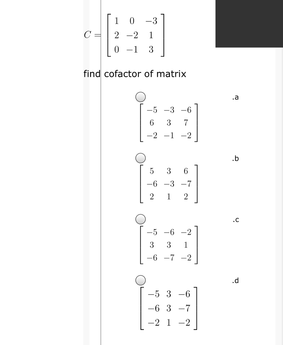 Answered 1 0 2 2 1 1 3 Find Cofactor Of Matrix Bartleby