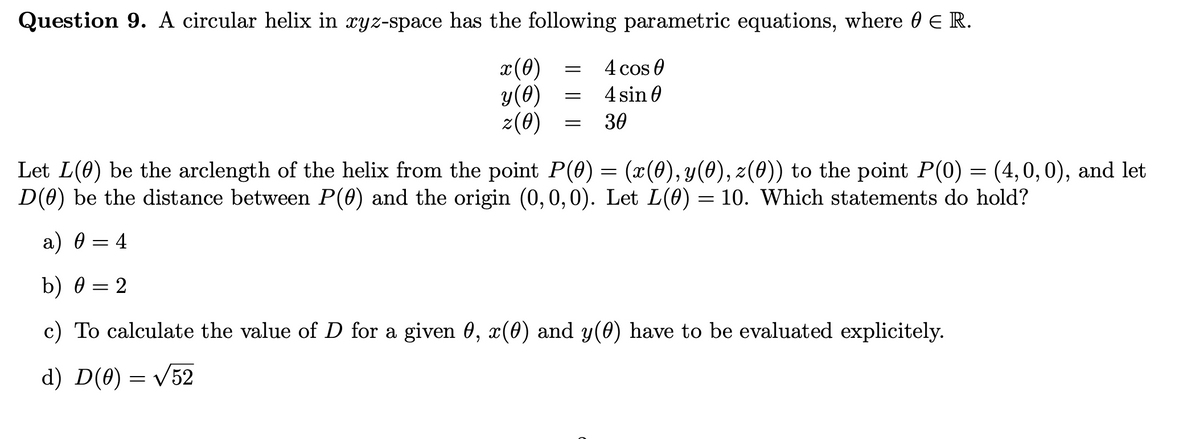 Answered Question 9 A Circular Helix In Bartleby