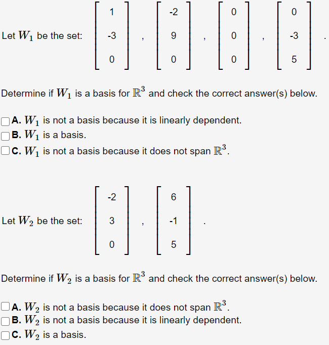 Answered 1 2 Let W1 Be The Set 3 3 Determine Bartleby