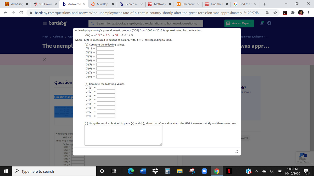 Answered Webassig X W 9 5 Hmwk X B Answered X Bartleby