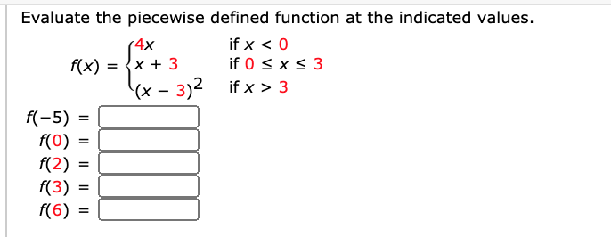 Answered Evaluate The Piecewise Defined Function Bartleby