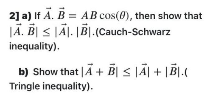 Answered 2 A If A B Ab Cos 0 Then Show Bartleby