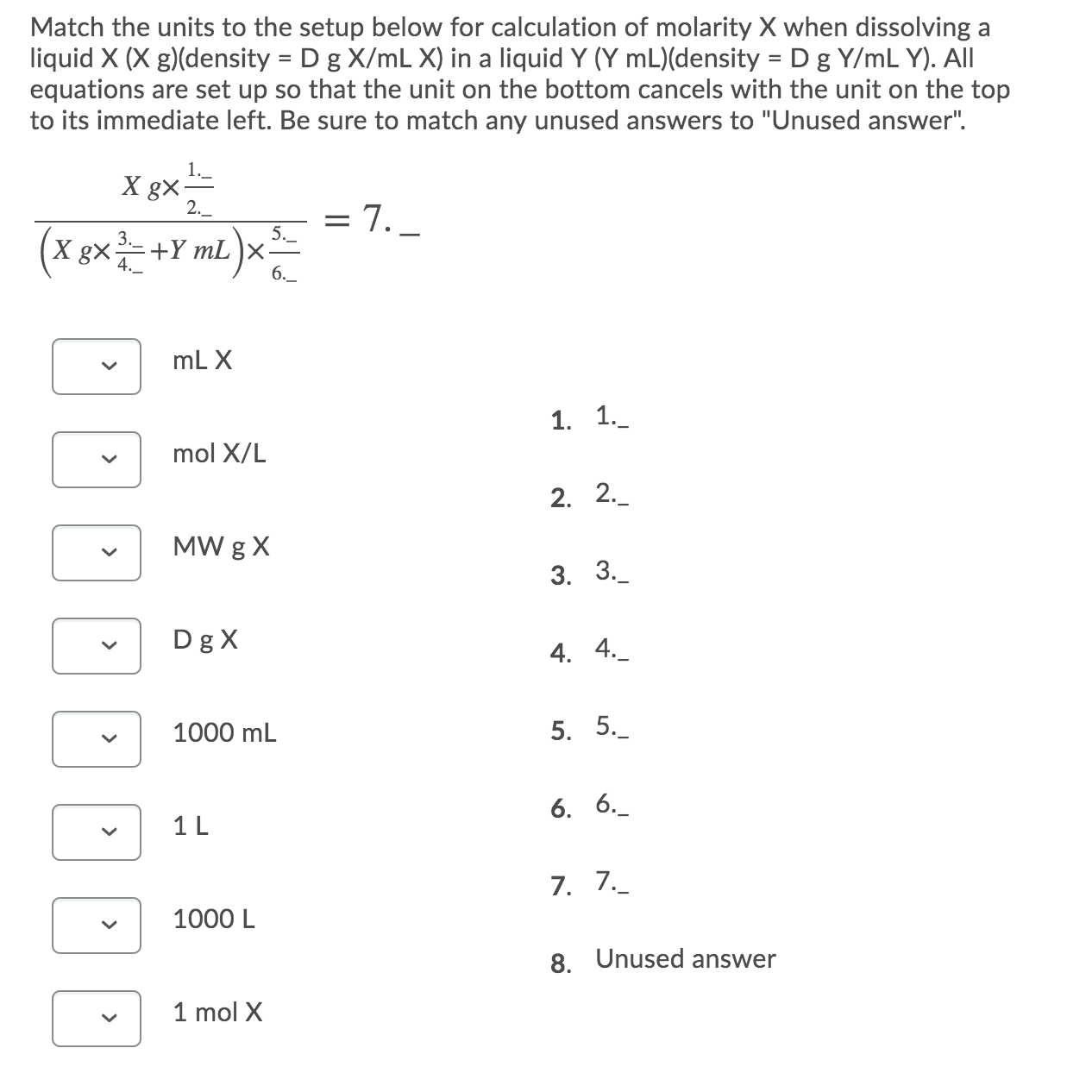 Answered Match The Units To The Setup Below For Bartleby