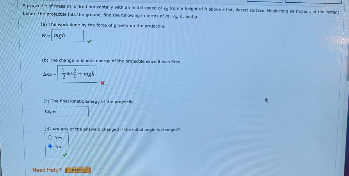 Answered A Projectile Of Mass M Is Fired Bartleby