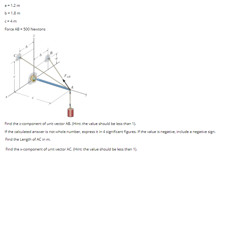 Answered A 1 2 M B 1 8 M C 4 M Force Ab 500 Bartleby