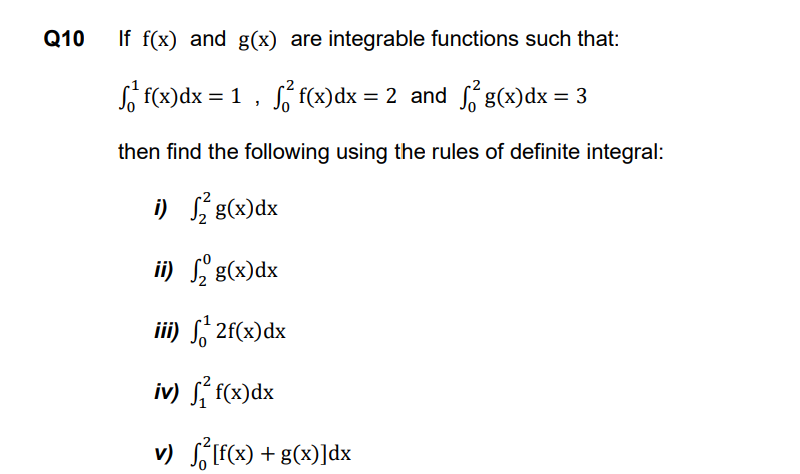 Answered Q10 If F X And G X Are Integrable Bartleby