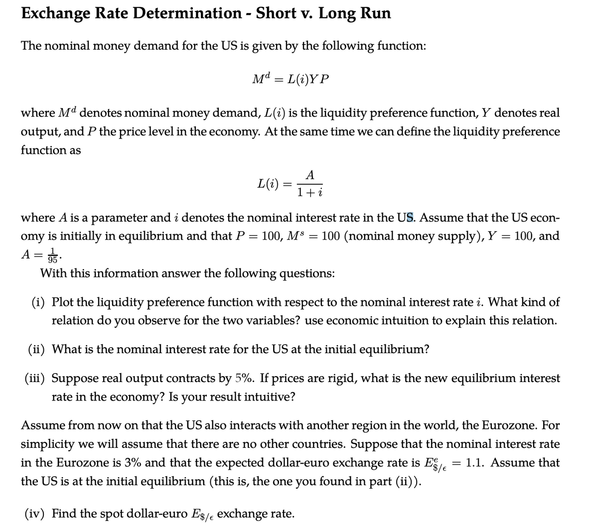 Answered Where Md Denotes Nominal Money Demand Bartleby