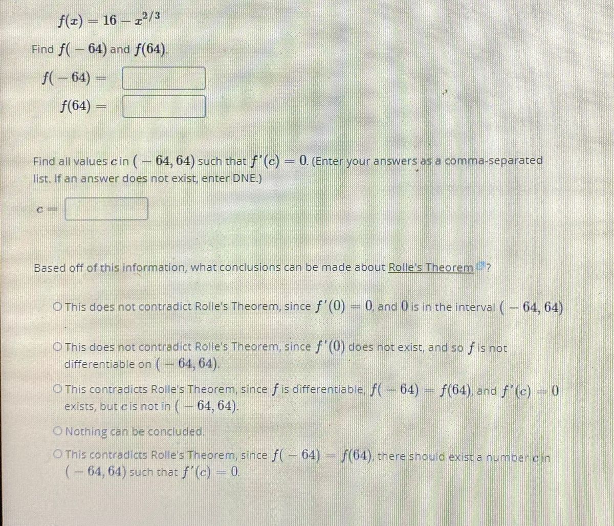 Answered F Z 16 Z 3 Find F 64 And F 64 Bartleby