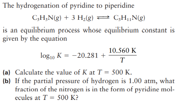 Answered The Hydrogenation Of Pyridine To Bartleby