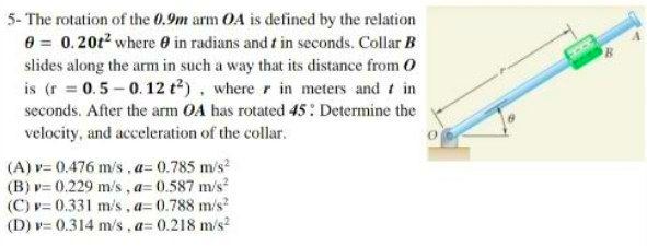 Answered 5 The Rotation Of The 0 9m Arm Oa Is Bartleby