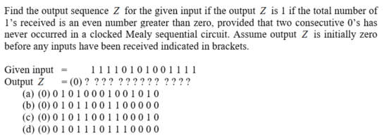 Answered Find The Output Sequence Z For The Bartleby