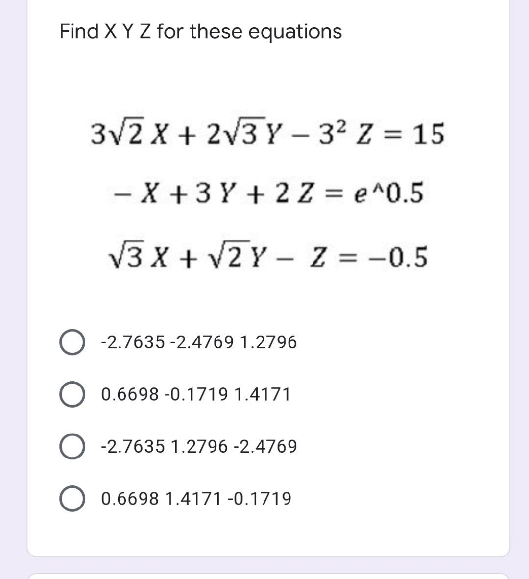 Answered Find Xy Z For These Equations 3 2 X Bartleby