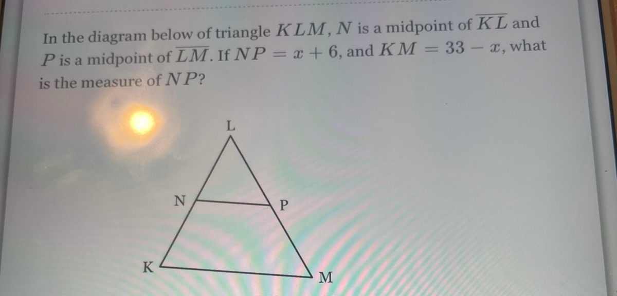 Answered In The Diagram Below Of Triangle Klm N Bartleby
