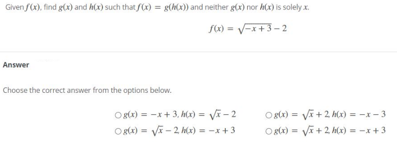 Answered Given F X Find G X And H X Such Bartleby