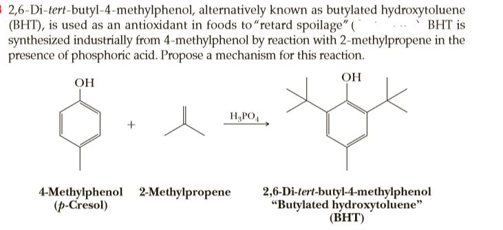 Answered 2 6 Di Tert Butyl 4 Methylphenol Bartleby