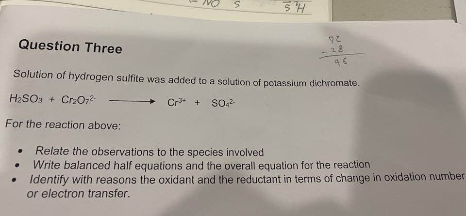 Answered 46 Solution of hydrogen sulfite was… bartleby